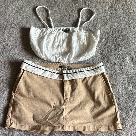 Wild Fable White Crop Top Size S and Fold over Chino Skort Size 6 Set - Picture 1 of 7